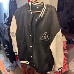 SHEIN Black and White Varsity Jacket